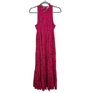 Universal‎ Thread Maxi Dress Womens Small Pink Floral Cotton Rayon Tiered Boho